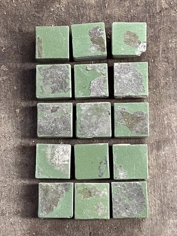 Antique Victorian Maw & Co Green 1 inch square Encaustic Floor Tiles Reclaimed Cover