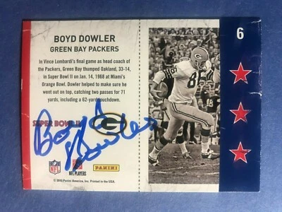 SIGNED BOYD DOWLER 2012 AUTO SUPER BOWL II TICKETS PANINI CARD PACKERS - Image 1 of 3