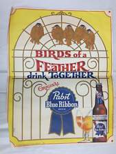Vintage Pabst Blue Ribbon "Birds of a Feather" Beer Ad Poster 1970 13" x 17"