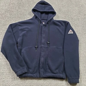 Bulwark FR Fleece Jacket Medium Blue Flame Resistant Aramid Hoodie Sweat - Picture 1 of 9