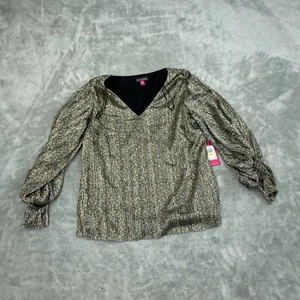 Vince Camuto Metallic M Rich Black Sleigh All Day V-Neck Lined NWT 3964 - Picture 1 of 9