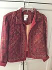 Coldwater Creek Poly Blend  Red Paisley Lined Button Quilted Jacket Size 14