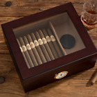 Executive Desktop 30-50 Cigar Humidor With Digital Hygrometer Black Walnut Box