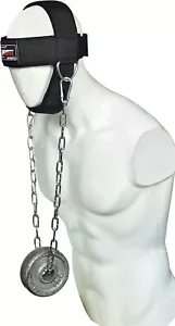 Head Harness Neck Trainer Long Steel Chain Weightlift Exercise Sport Adjustable - Picture 1 of 8