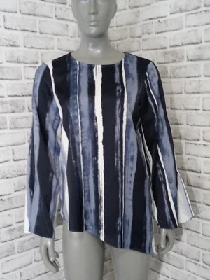 Kenneth Cole Split Sleeve Blouse Womens Size Medium Blue Striped - Image 1 of 4