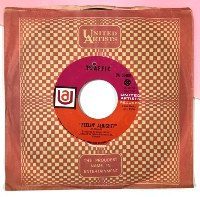 TRAFFIC Feelin' Alright b/w Withering Tree (1968) 45 +Sleeve *NEAR MINT* #3842 - Image 1 of 3