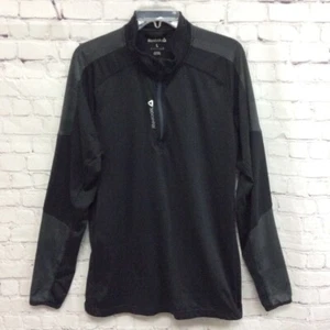 Chaqueta deportiva Reebok para hombre negra gris 1/4 cremallera manga larga cuello falso elástica L - Imagen 1 de 9