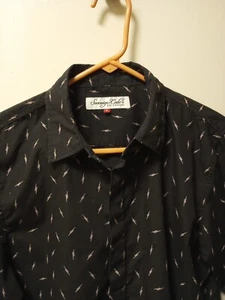 Sovereign Code L A Men's Small Button Up Black With Lightening Bolt Print - Picture 1 of 10