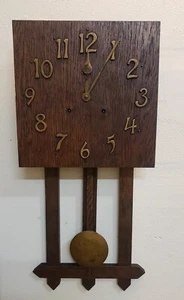 Antique Mission Wood Oak Clock Wall Ingraham Co - Picture 1 of 14