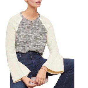 Dolan Bell Sleeve Raglan Sweater Grey/Cream M - Picture 1 of 7