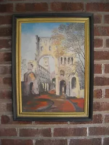 The Ruins of Jumieges Abbey. Oil on board. J.M. Moore. 1973. - Picture 1 of 6