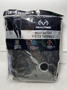 Realtree Men's Heavyweight Fleece Thermal Black Bottom Size XL (40-42" Waist)