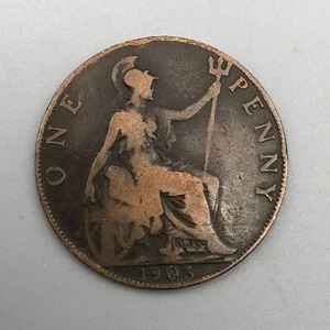 1903 Great Britain One Penny Bronze Coin Edward VII Britannia (C68) - Picture 1 of 4