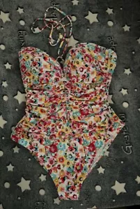 Nuevo con etiquetas $129 Caña Azul Beattie Traje de Baño Una Pieza Flores Talla 14 - Imagen 1 de 3