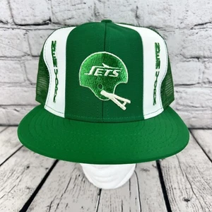 VINTAGE New York Jets Hat NFL Football AJD Lucky Stripes Trucker Rare EUC Vtg - Picture 1 of 10