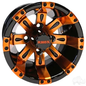 Set of 4, Wheels, RHOX Vegas, Black w/ Red w/ Center Cap, 10x7 ET-25 - Picture 1 of 1