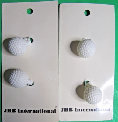 (4) LOTE DE 2 TARJETAS BOTÓN NOVEDAD VÁSTAGO PLÁSTICO BLANCO BOLA GOLF JHB 5/8" VINTAGE-J7 Foto 1 de 2