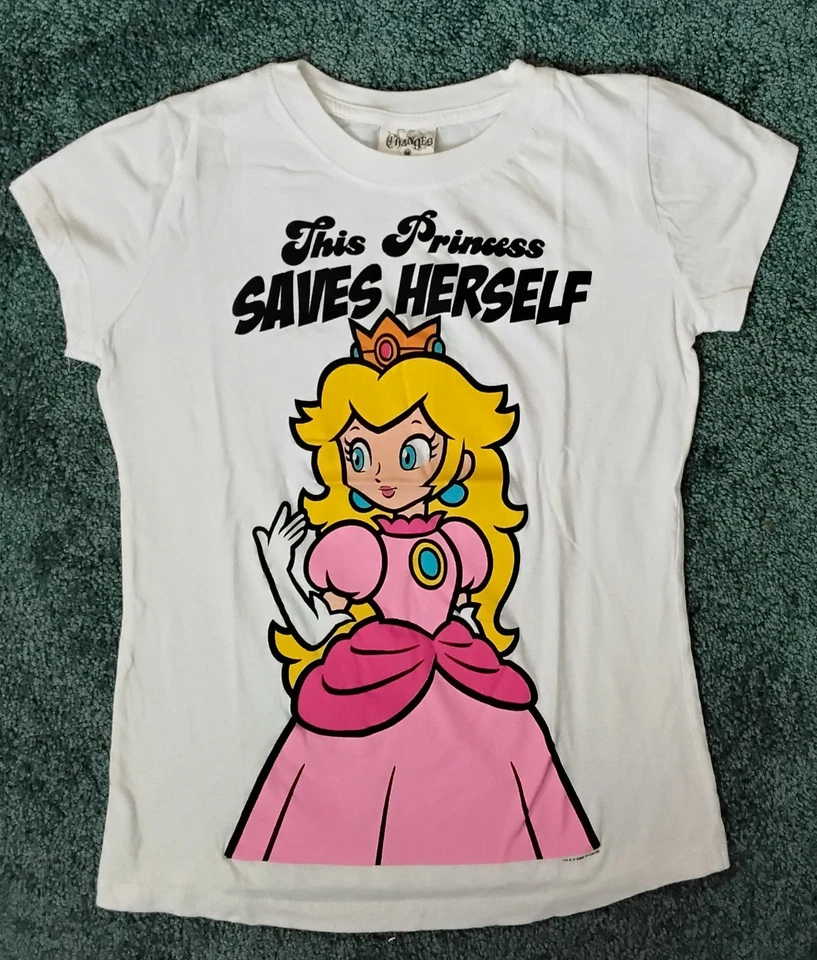Camiseta Promocional Nintendo Princess Peach Rara, Blanca con Gráficos, Mujer M Foto 1 de 1
