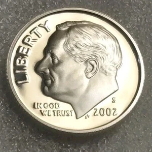 2002-S 10C Silver DCAM Roosevelt Dime Lustrous Full Bands Gem Unc! 2.5g  - Picture 1 of 4