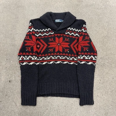 Suéter de punto vintage Polo Ralph Lauren lana Fair Isle copo de nieve talla mediana Foto 1 de 4
