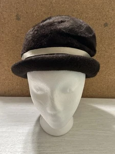 VINTAGE 1950'S MID-CENTURY STYLE WOMENS BLACK FAUX FUR HAT MARCELLE ORIGINALS - Picture 1 of 7