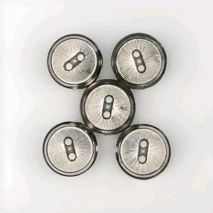 Vintage Silvertone 2-Hole Sew-Through Shirt Buttons Etched Starburst Design 5pcs - Picture 1 of 6