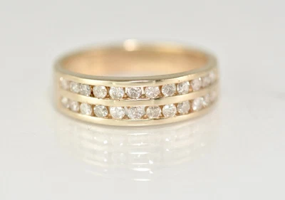 .48 ctw Round Cut Diamond Two-Row Cluster Wedding Band Ring 14k Yellow Gold - Image 1 of 4
