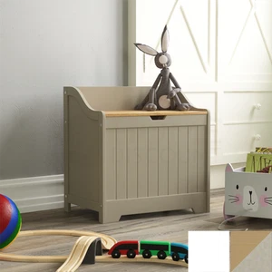 Wooden Toy Box Storage Ottoman Unit Kids Toys Childrens Nursery Bedroom Chest - Picture 1 of 15
