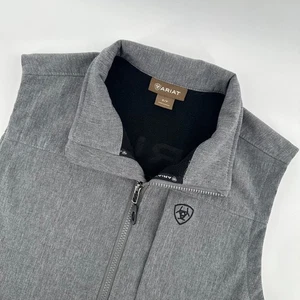 Ariat Men's Gray Soft Shell Vest Wind Water Protection Full Zip Size Small - Picture 1 of 7