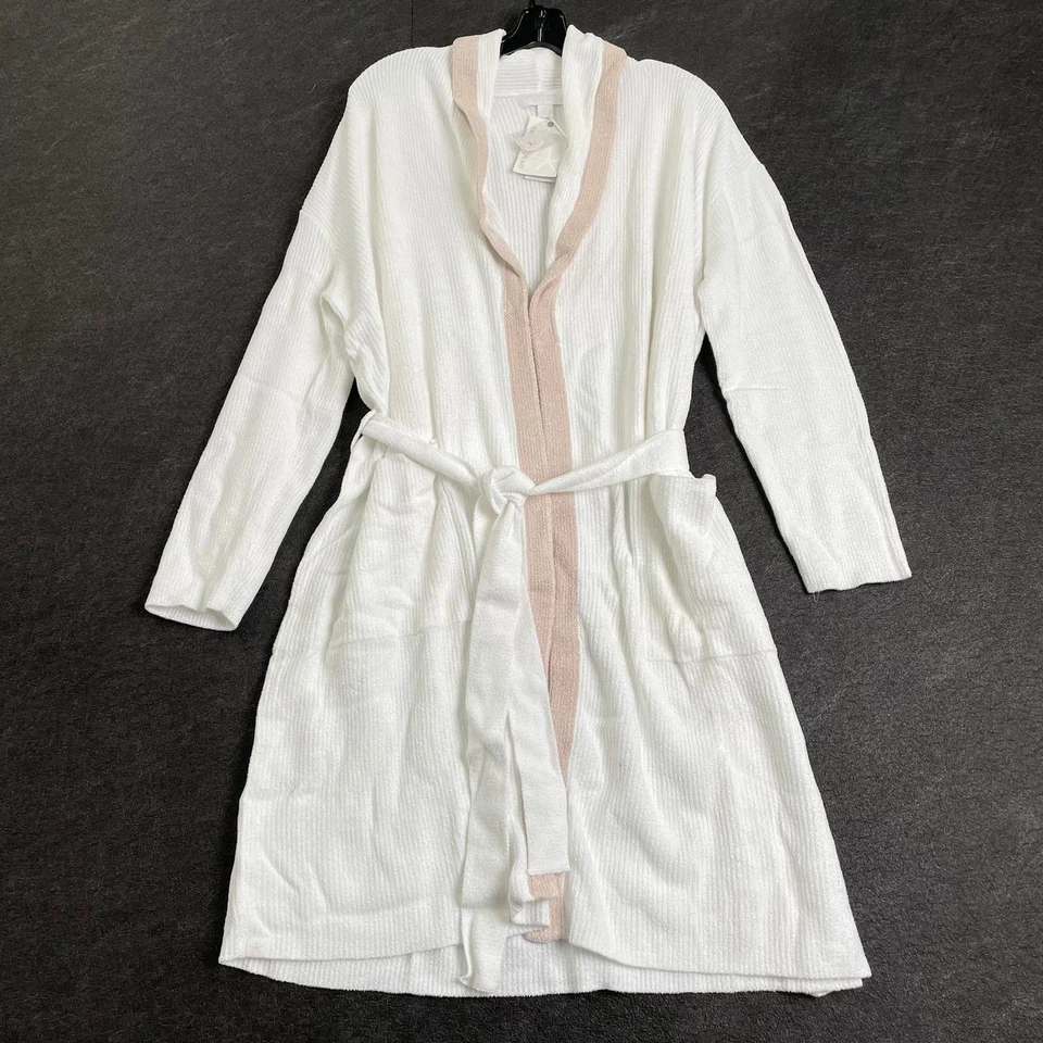 Barefoot Dreams CCUL Tipped Ribbed Robe Women's Size L/XL Stone/Pearl - Image 1 of 4