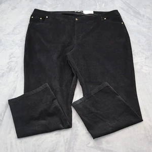 Woman Within Pants Womens 28 W Black Cotton Spandex Micro Corduroy Plus Bottoms - Picture 1 of 11