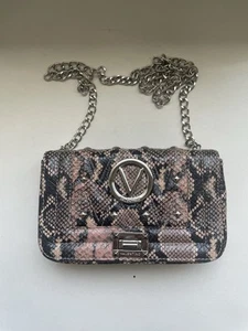 Valentino (Mario) Beatriz Studded Python Embossed Leather Crossbody Rose - Picture 1 of 18