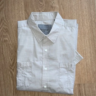 Bruno Button Down Short Sleeve Beige Men Size XL Cotton/poly VGUC - Image 1 of 4