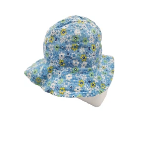Childs Blue Floral Print Lovely Bucket Hat with chin strap 2-4years Beach - Picture 1 of 6