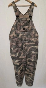 Mens Vintage Liberty Double Knee Overalls Woodland Camo Flaw rips 44x27 - Picture 1 of 9