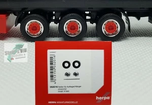 Herpa 052016 pneumatici per rimorchio rimorchio cromato rosso 1:87 autocostruzione adatti conversione - Foto 1 di 3