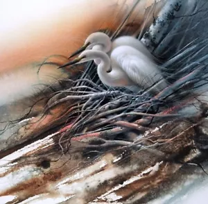 WHITE EGRETS by Lee Bogle CANVAS - Bild 1 von 1