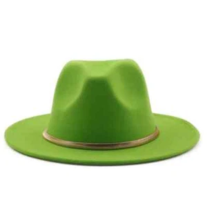 2023 Grasgrüner Fedora Panamahut mit breiter Krempe Jazzhut für Damen und Herren - Bild 1 von 42