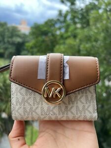 Michael Kors Women Lady Fashion Bifold Wallet Credit Card Holder Vanilla Brown 