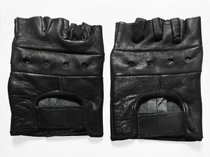 Leather Fingerless Gloves  Size Large - Cut-off Fingers - Punk - Work Out - Picture 1 of 2
