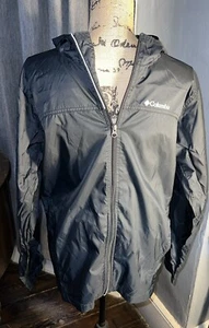 Childrens Columbia 2 Pocket Nylon Long Sleeve Hooded Black Windbreaker XL - Picture 1 of 20