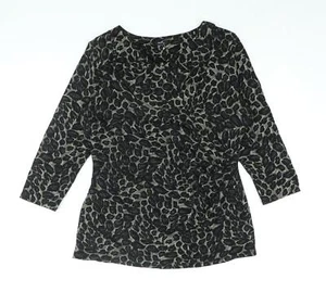 M&Co Womens Black Geometric Polyester Basic Blouse Size 20 Cowl Neck - Rouched G - Picture 1 of 10