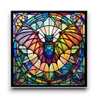 LARGE Scary Bat Halloween Square Stained Glass Window Vinyl Sticker Decal