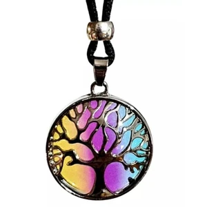 Aura Rainbow Pendant Tree of Life Necklace Crystal Round Etherial Twee Jewellery - Picture 1 of 8