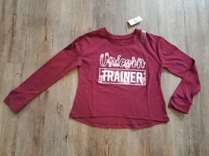 NWT Justice For Girls Shirt Size 6 maroon white glitter unicorn trainer NEW  - Picture 1 of 4