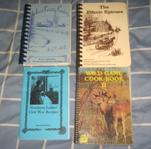 4 Vtg Cookbooks AMISH COUNTRY COOKING WILD GAME CIVIL WAR LADIES ETHNIC EPICURE - Picture 1 of 1