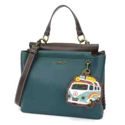 NEW Chala Satchel Crossbody Tote Turquoise Blue Pleather BUS Coin Purse Hip bag - Image 1 of 4