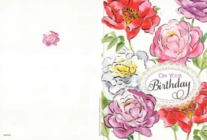 Happy Birthday Wishes Pink Floral Greeting Card With Envelope - Picture 1 of 2