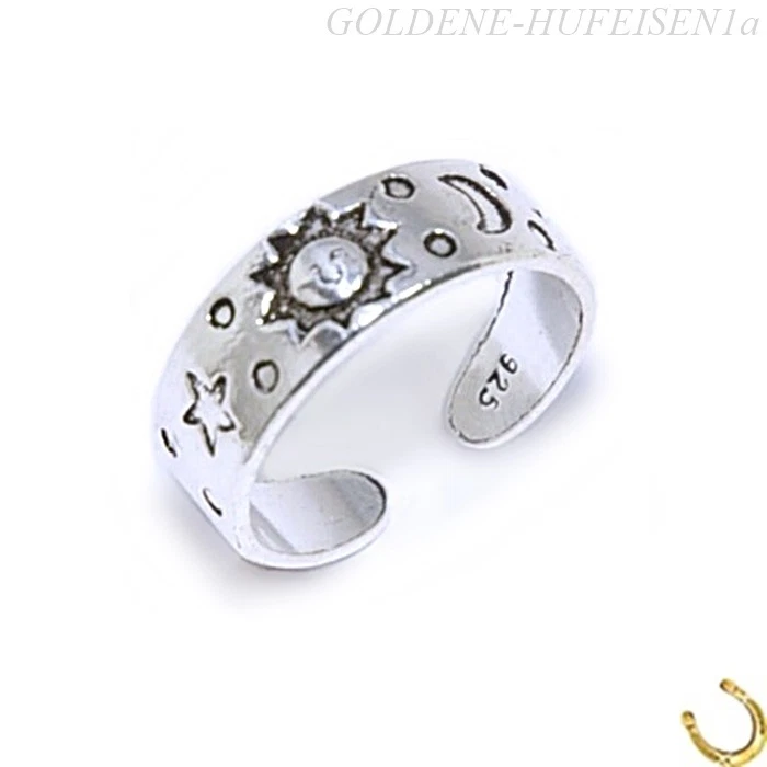  ZEHENRING Sonne Mond Sterne 925 Sterling Silber Mädchen Fuß-Ring Zehring xc098 - Bild 1 von 1