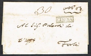 Italy 1811 Cover from CESENA to FORLI Very Fine CESENA Boxed Cancel s/l FORLI - Picture 1 of 2